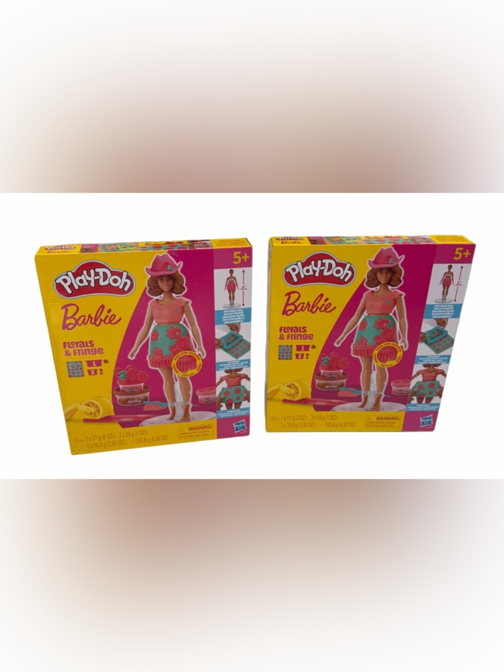 Play-Doh Barbie Florals and Fringe Set Includes Doll Accessories Dough Lot Of 2‎